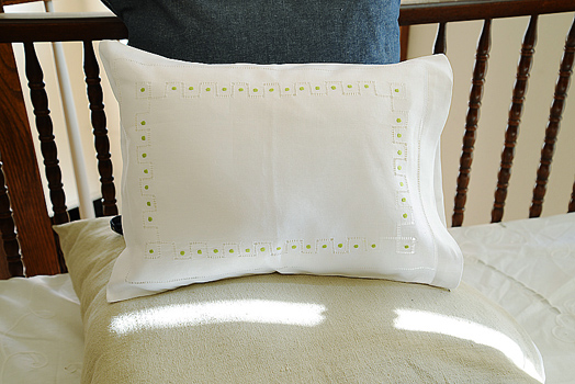 Hemstitch Baby Pillows with Solid Colors.